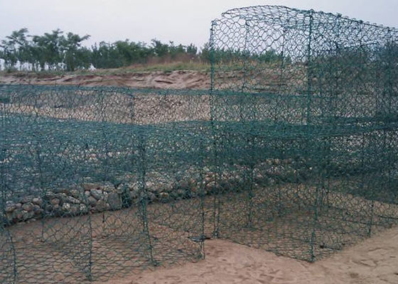 Caixa de gabião revestida com PVC verde 2m-6m Malha hexagonal