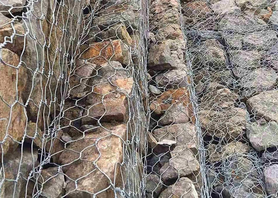 Gabion Basket Hexagonal Woven Wire Mesh Para Carregamento de Pedra Para Bancos De Proteção de Pendas Pavimentação Rodoviária