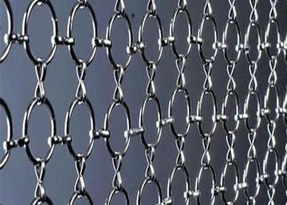 Rede de anéis de aço inoxidável azul rede decorativa com diâmetro de fio 0,5 mm-3 mm