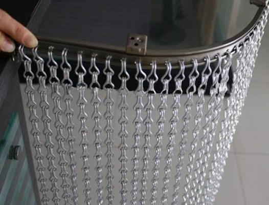 Anodizado em prata 6063 Alumínio liga de gancho cadeia de metal cortina com 1.6x12x24mm tamanho de gancho para decoração de porta